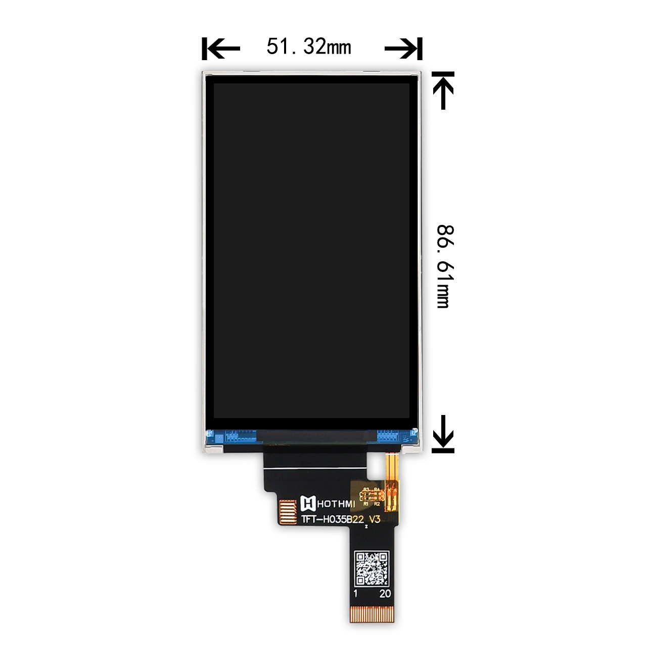 3.5-inch sunlight-readable TFT LCD IPS full-viewing angle 480x800 MIPI DSI interface ST7701S